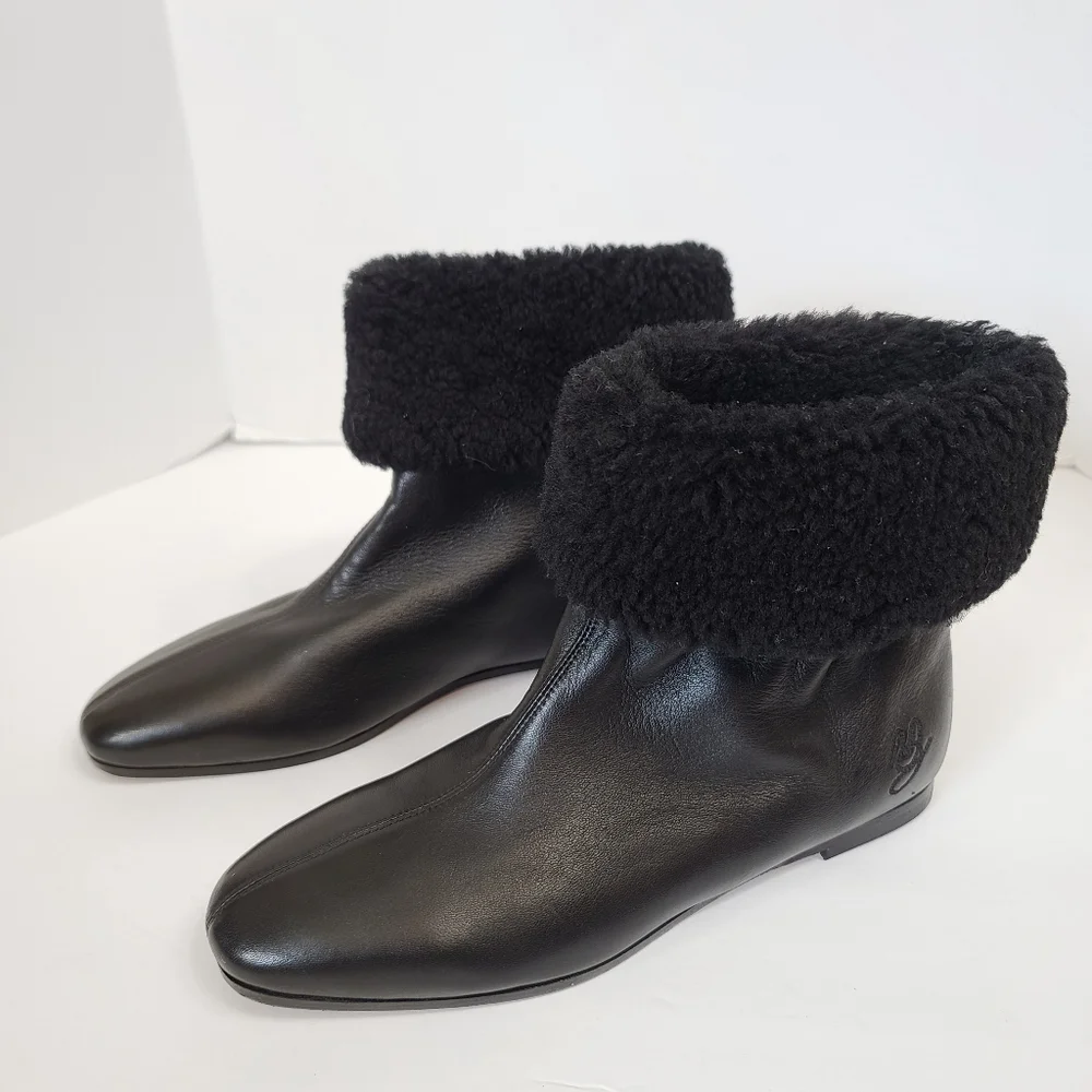 Mansur Gavriel | Cosy Boots in Black Lambskin Sheep Shearling Size 8 - Picture 4 of 14
